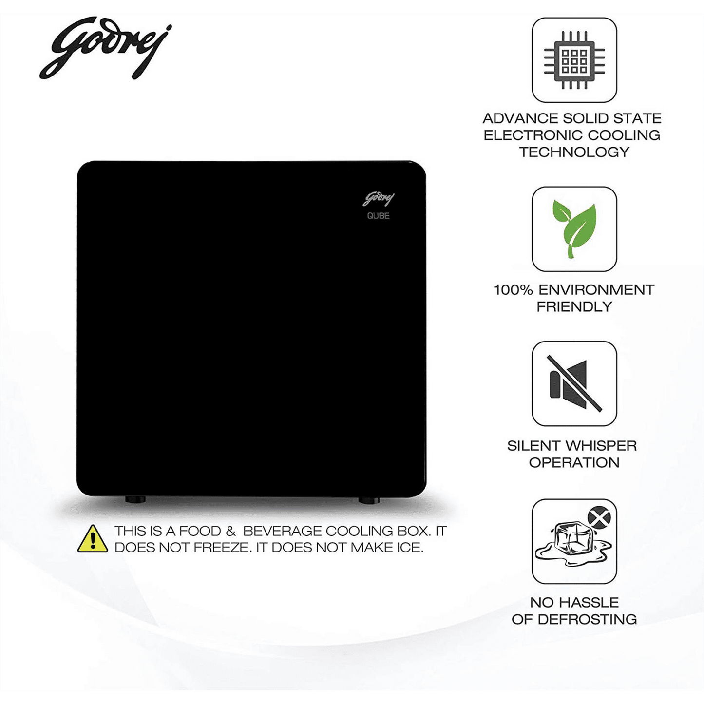 Godrej Qub30 Litres Frost Free Single Door Refrigerator with Solid State Electronic Cooling (TEC QUBE 30L HS Q103, Black)