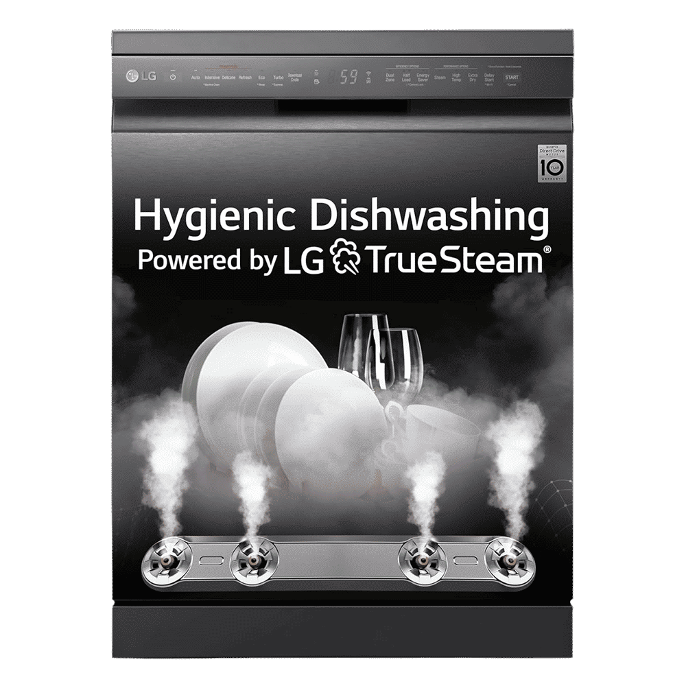 LG DFB424FM 14 Place Settings Free Standing Dishwasher with Inverter Direct Drive (Matt Black)