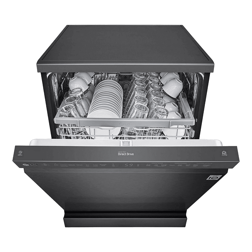 LG DFB424FM 14 Place Settings Free Standing Dishwasher with Inverter Direct Drive (Matt Black)