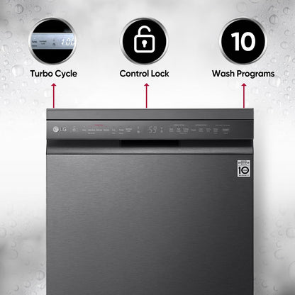 LG DFB424FM 14 Place Settings Free Standing Dishwasher with Inverter Direct Drive (Matt Black)