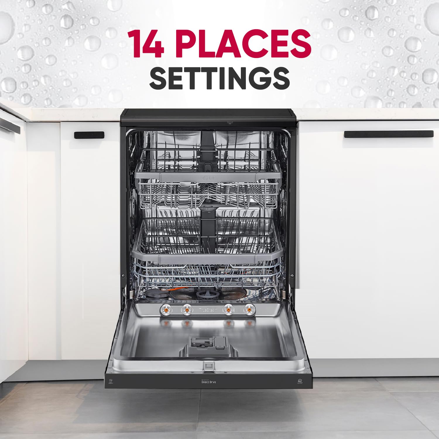 LG DFB424FM 14 Place Settings Free Standing Dishwasher with Inverter Direct Drive (Matt Black)