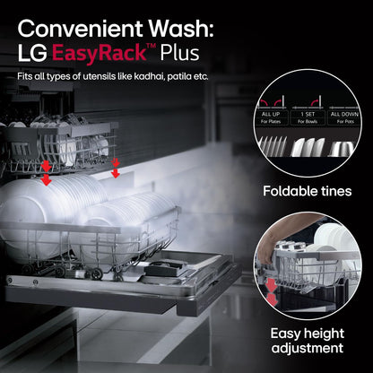 LG DFB424FM 14 Place Settings Free Standing Dishwasher with Inverter Direct Drive (Matt Black)