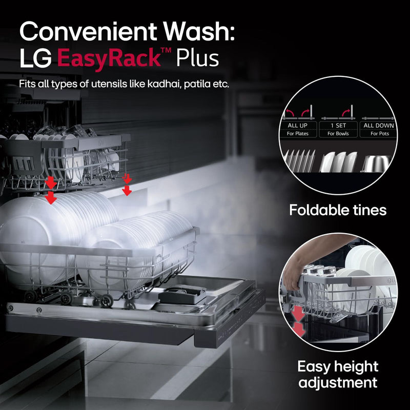 LG DFB424FM 14 Place Settings Free Standing Dishwasher with Inverter Direct Drive (Matt Black)