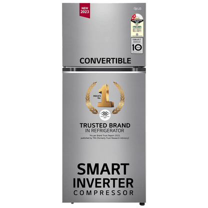 LG 398 Litres 2 Star Frost Free Double Door Convertible Refrigerator with Smart Diagnosis (GL-S422SPZY.DPZZEB, Shiny Steel)
