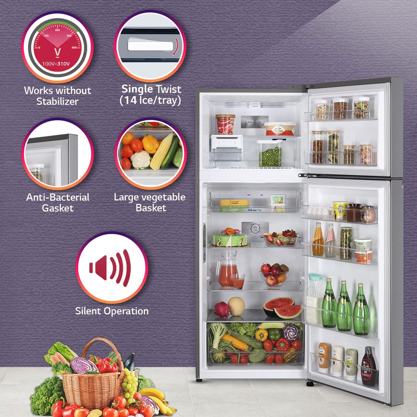 LG 398 Litres 2 Star Frost Free Double Door Convertible Refrigerator with Smart Diagnosis (GL-S422SPZY.DPZZEB, Shiny Steel)