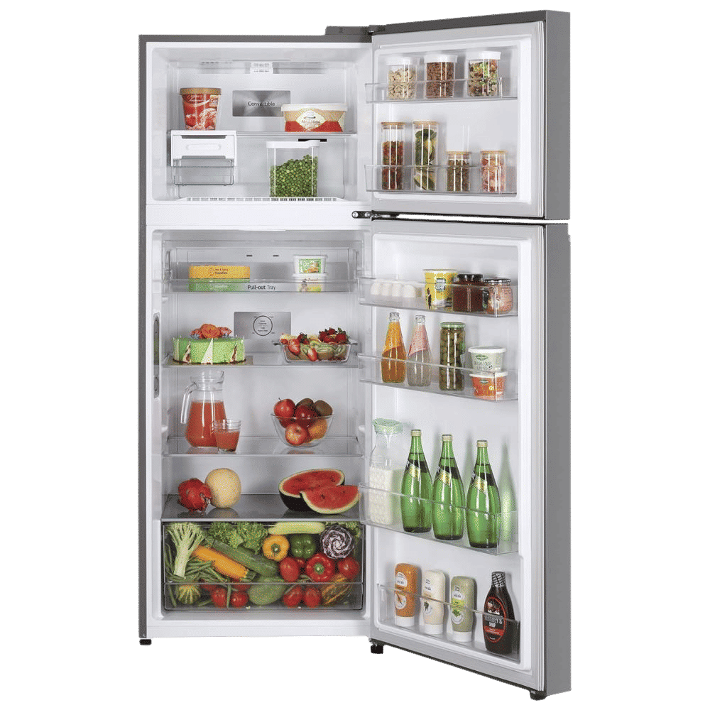 LG 398 Litres 2 Star Frost Free Double Door Convertible Refrigerator with Smart Diagnosis (GL-S422SPZY.DPZZEB, Shiny Steel)