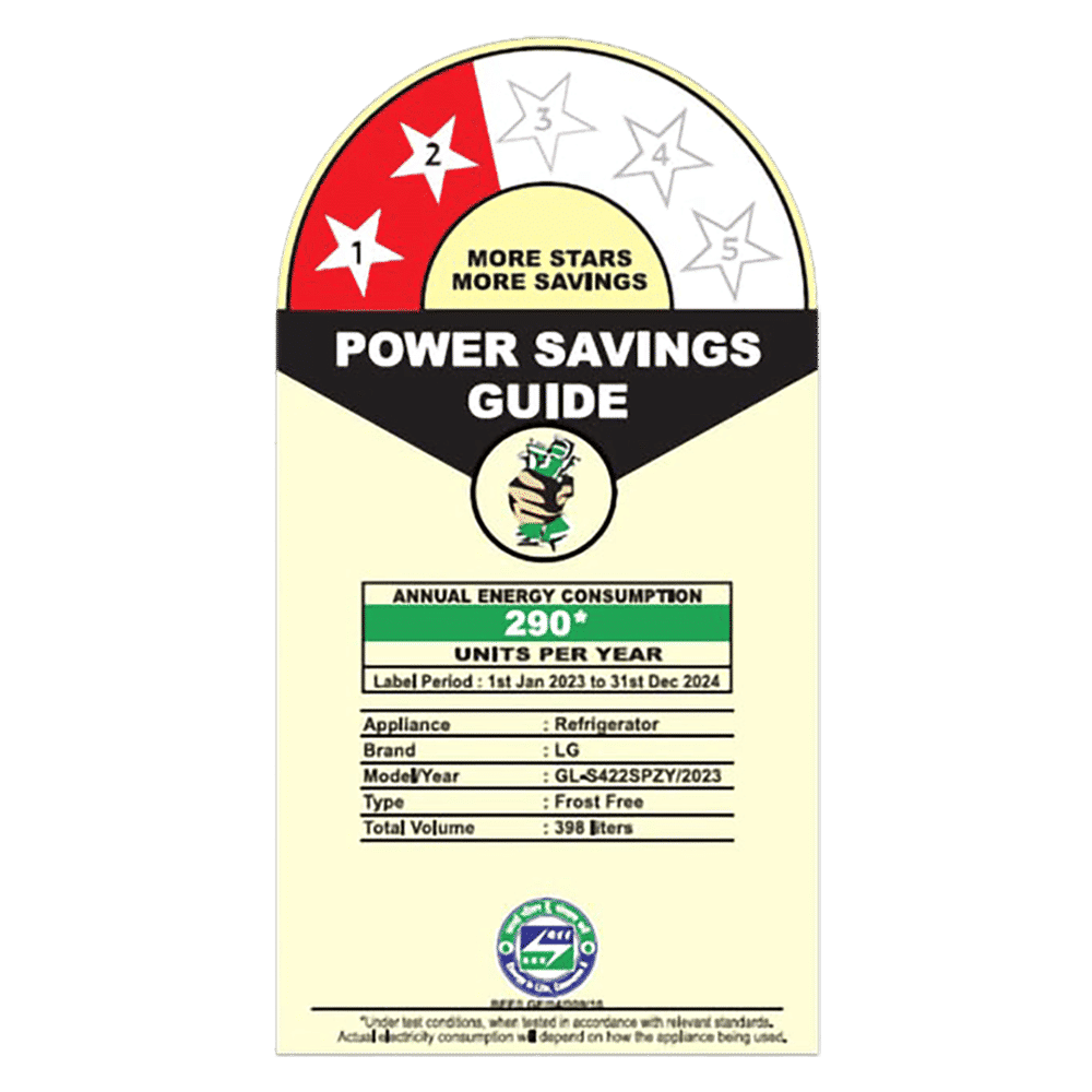 LG 398 Litres 2 Star Frost Free Double Door Convertible Refrigerator with Smart Diagnosis (GL-S422SPZY.DPZZEB, Shiny Steel)