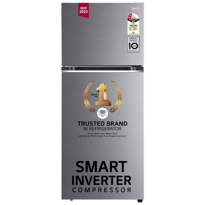 LG 380 Litres 2 Star Frost Free Double Door Refrigerator with Smart Diagnosis (GL-N412SDSY, Dazzle Steel)