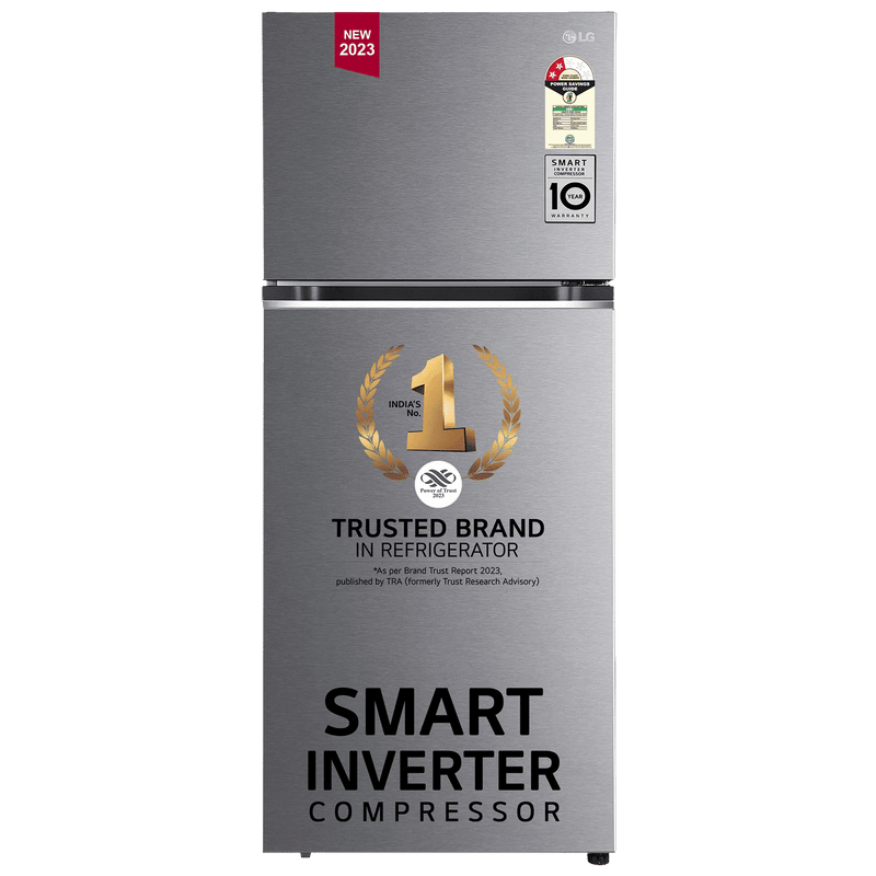 LG 380 Litres 2 Star Frost Free Double Door Refrigerator with Smart Diagnosis (GL-N412SDSY, Dazzle Steel)