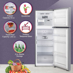 LG 380 Litres 2 Star Frost Free Double Door Refrigerator with Smart Diagnosis (GL-N412SDSY, Dazzle Steel)