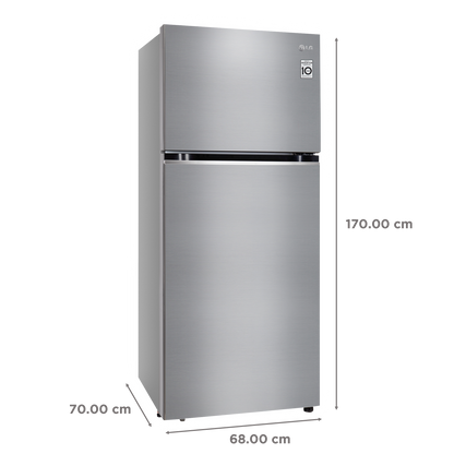 LG 380 Litres 2 Star Frost Free Double Door Refrigerator with Smart Diagnosis (GL-N412SDSY, Dazzle Steel)