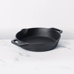 Meyer Pre-Seasoned Cast Iron double Handle skillet 22cm, Black