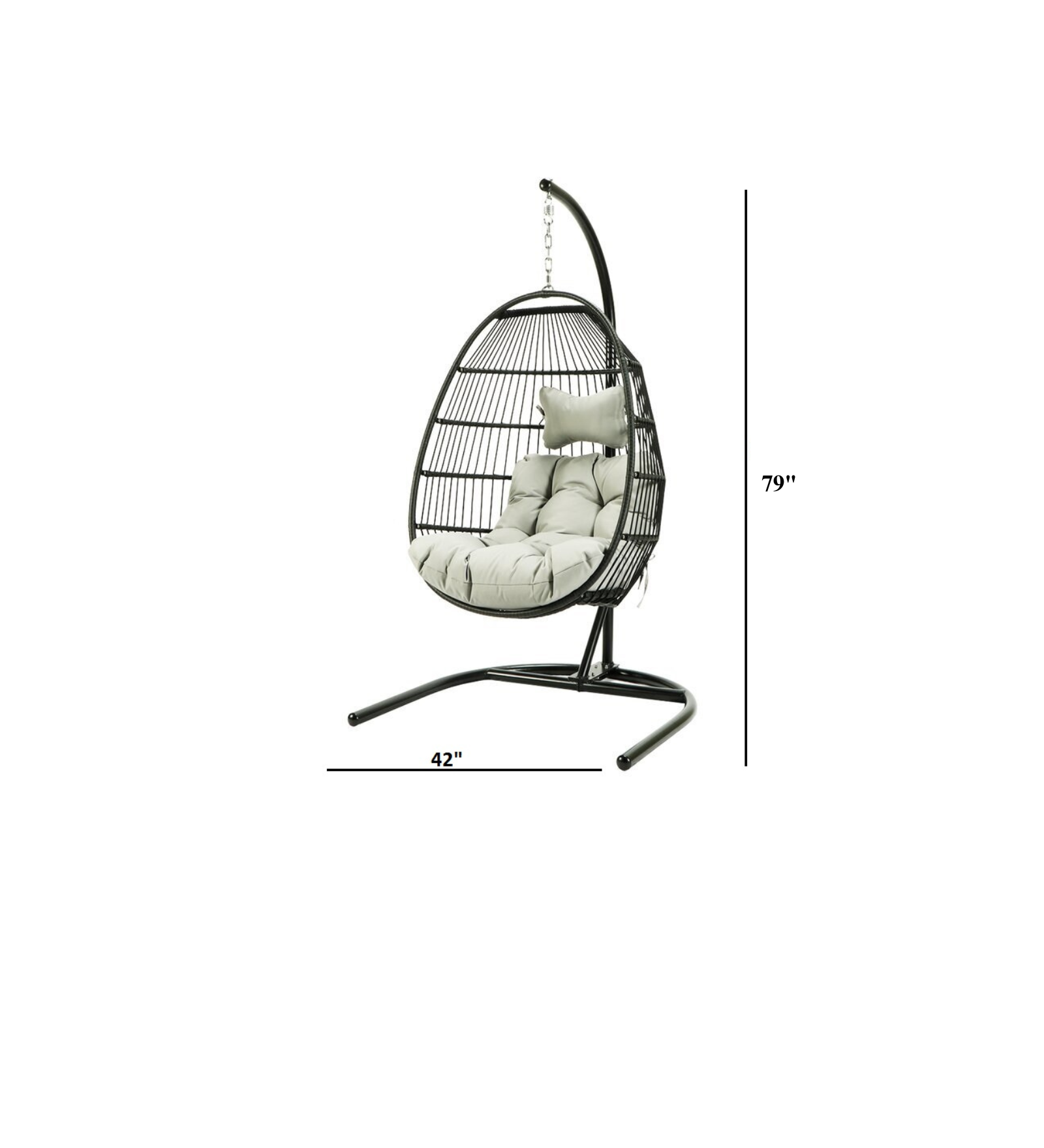 Canali Single Seater Hanging Swing With Stand For Balcony , Garden Swing (Black)