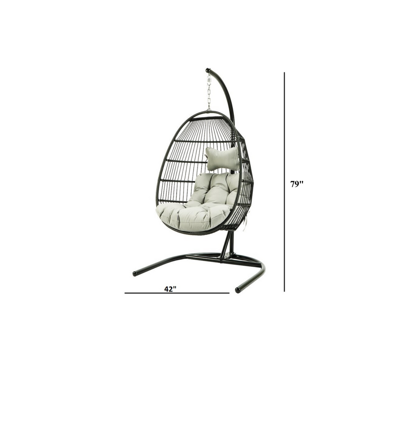 Canali Single Seater Hanging Swing With Stand For Balcony , Garden Swing (Black)
