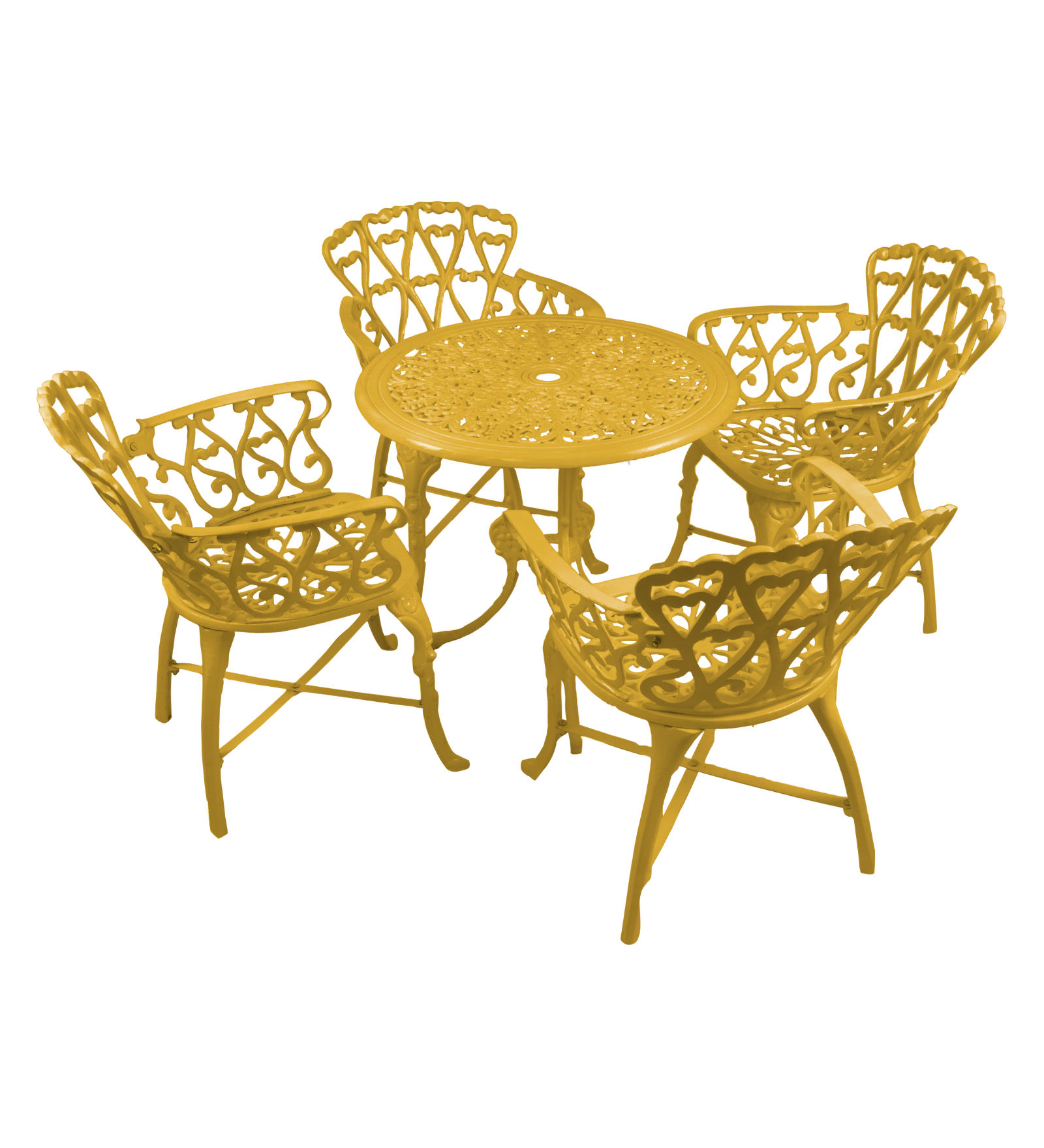 Rudi Cast Aluminium Garden Patio Seating 4 Chair and 1 Table Set