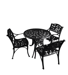 Rahel Cast Aluminium Garden Patio Seating 3 Chair and 1 Table Set
