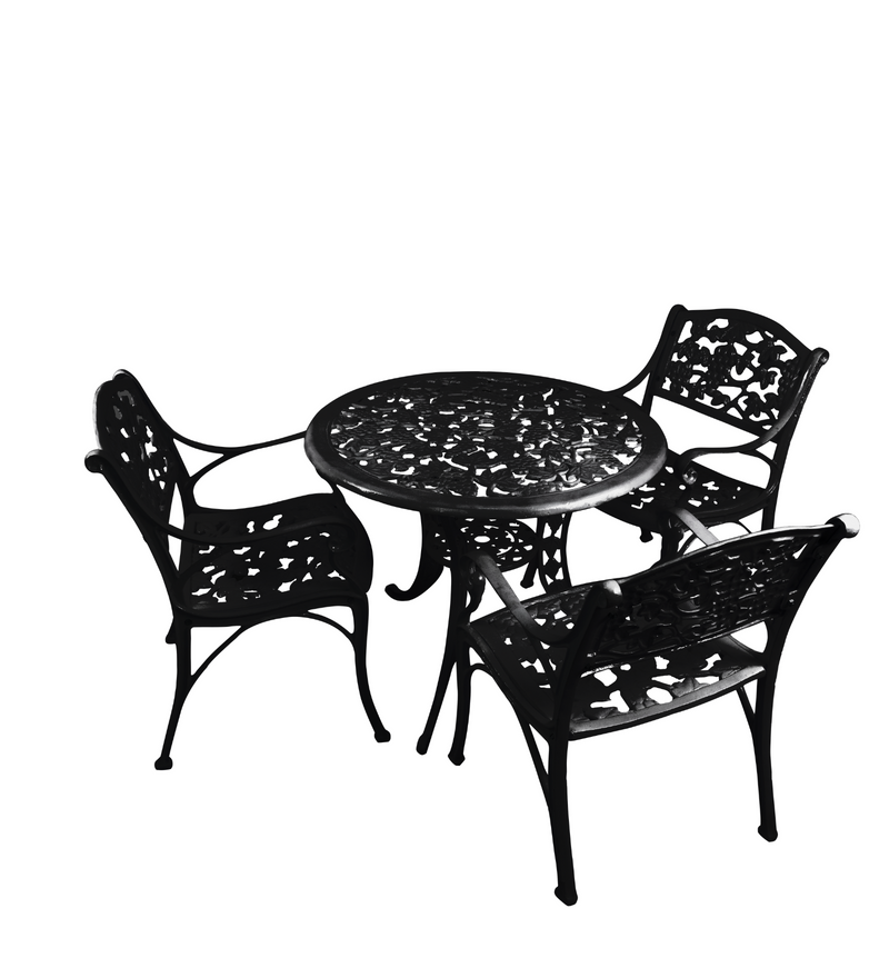 Rahel Cast Aluminium Garden Patio Seating 3 Chair and 1 Table Set