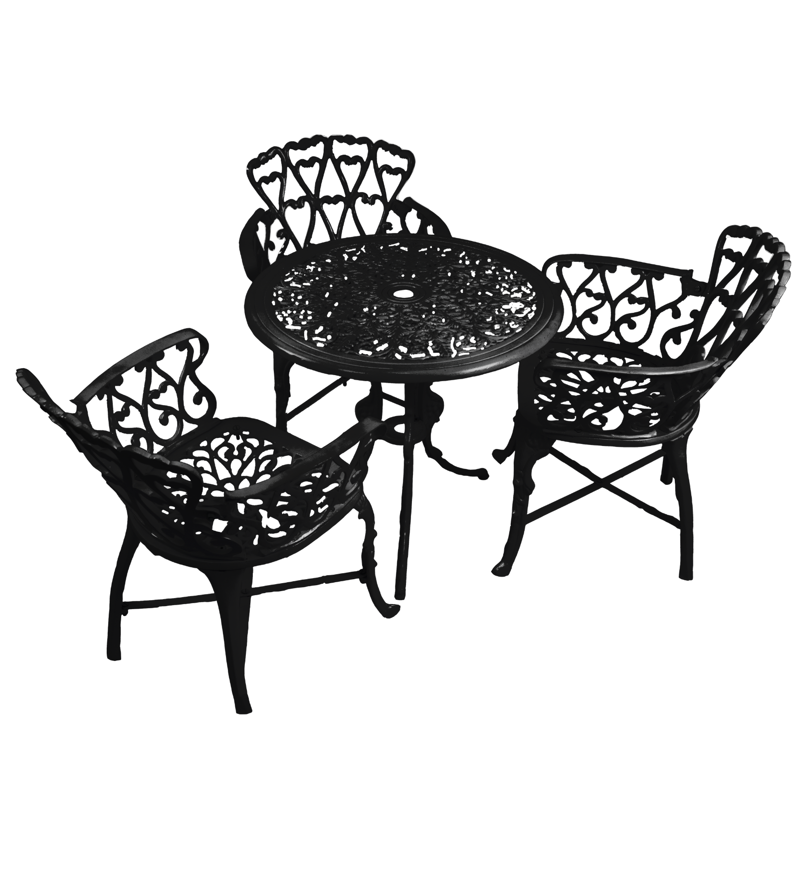 Zina Cast Aluminium Garden Patio Seating 3 Chair and 1 Table Set
