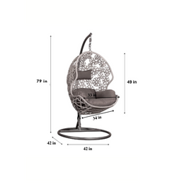 Montes Single Seater Hanging Swing With Stand For Balcony , Garden (Brown) Braided & Rope