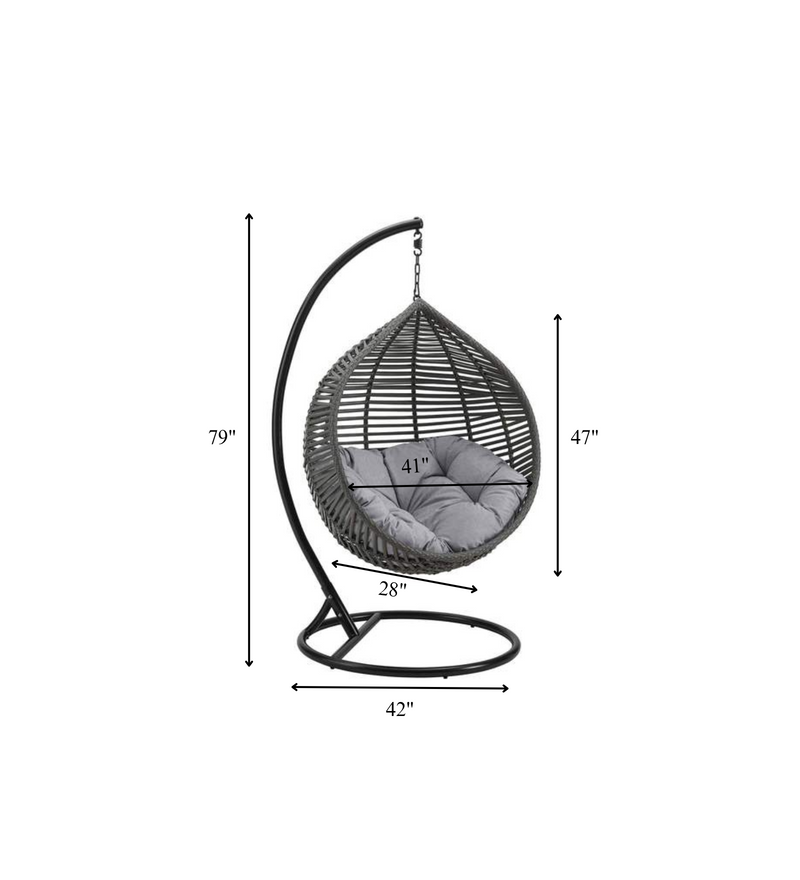 Nereza Single Seater Hanging Swing With Stand For Balcony , Garden Swing (Black)