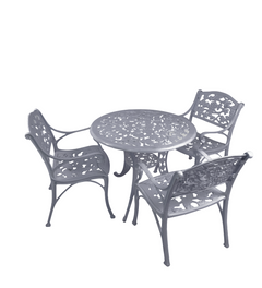 Rahel Cast Aluminium Garden Patio Seating 3 Chair and 1 Table Set