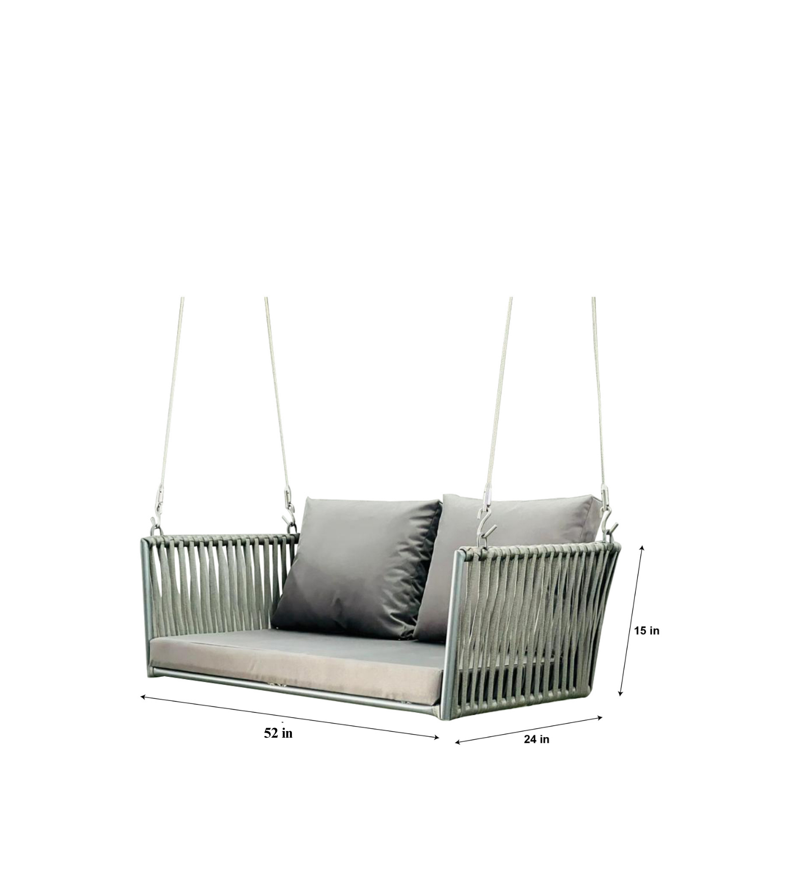 Huda Double Seater Hanging Swing Without Stand For Balcony , Garden Swing (Grey) Braided & Rope