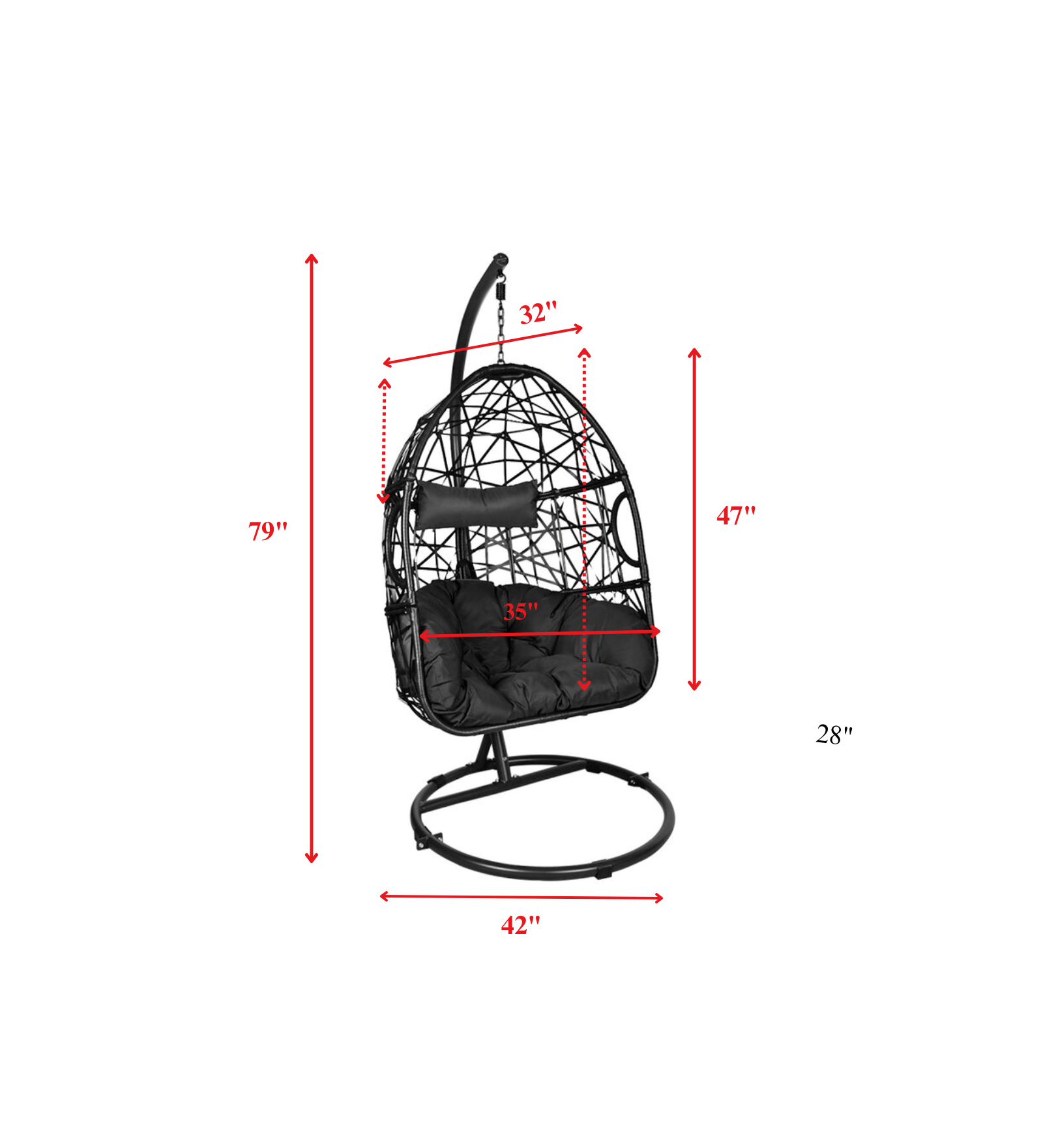 Nicomedo Single Seater Hanging Swing With Stand For Balcony , Garden Swing (Black)