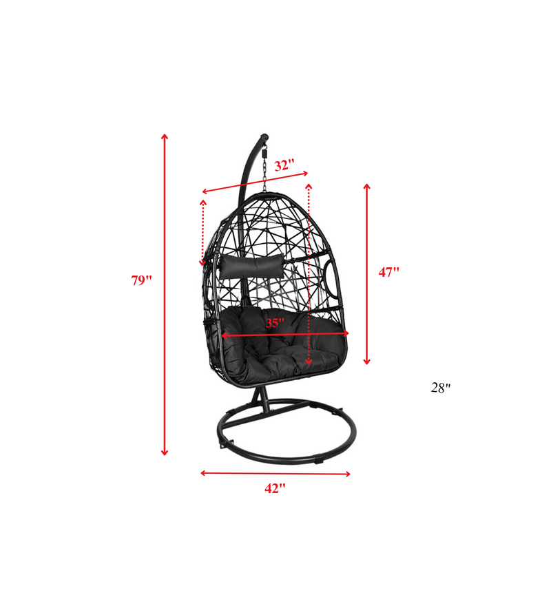 Nicomedo Single Seater Hanging Swing With Stand For Balcony , Garden Swing (Black)
