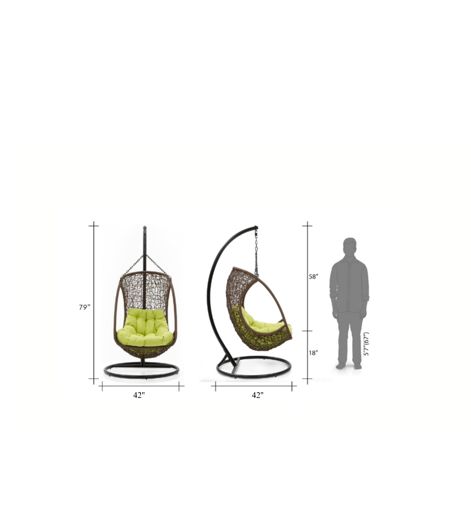 Nucci Single Seater Hanging Swing With Stand For Balcony , Garden Swing (Dark Brown)