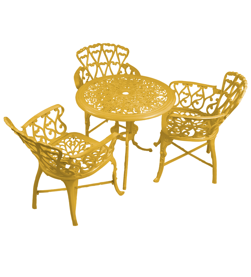 Zina Cast Aluminium Garden Patio Seating 3 Chair and 1 Table Set