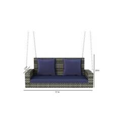 Knut Double Seater Hanging Swing Without Stand For Balcony , Garden Swing (Grey + Blue)