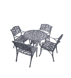 Tilo Cast Aluminium Garden Patio Seating 4 Chair and 1 Table Set
