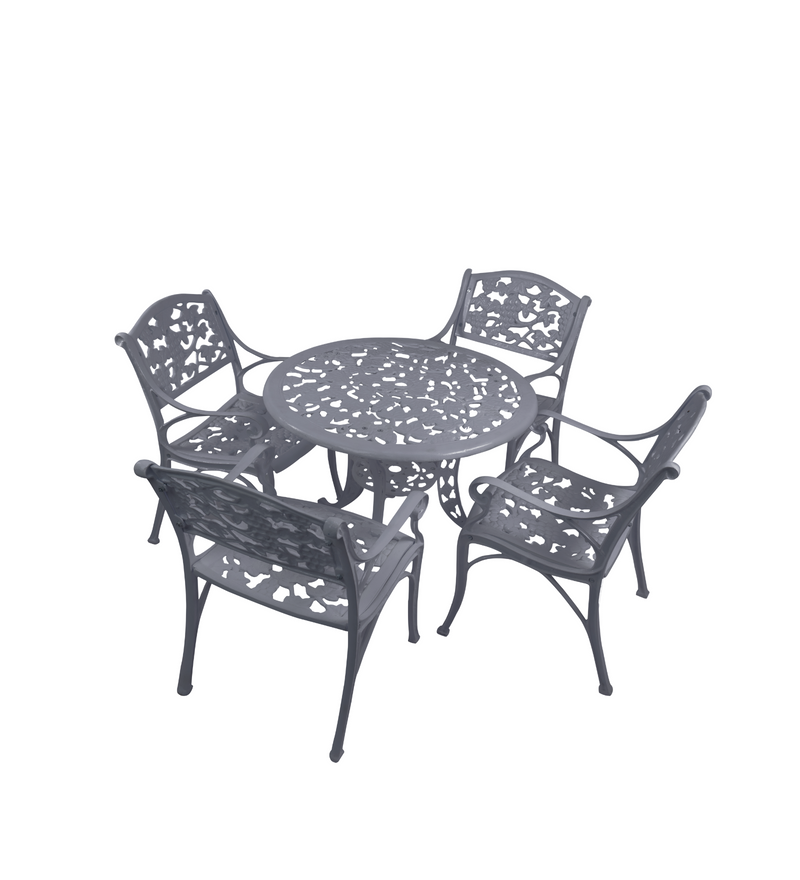 Tilo Cast Aluminium Garden Patio Seating 4 Chair and 1 Table Set