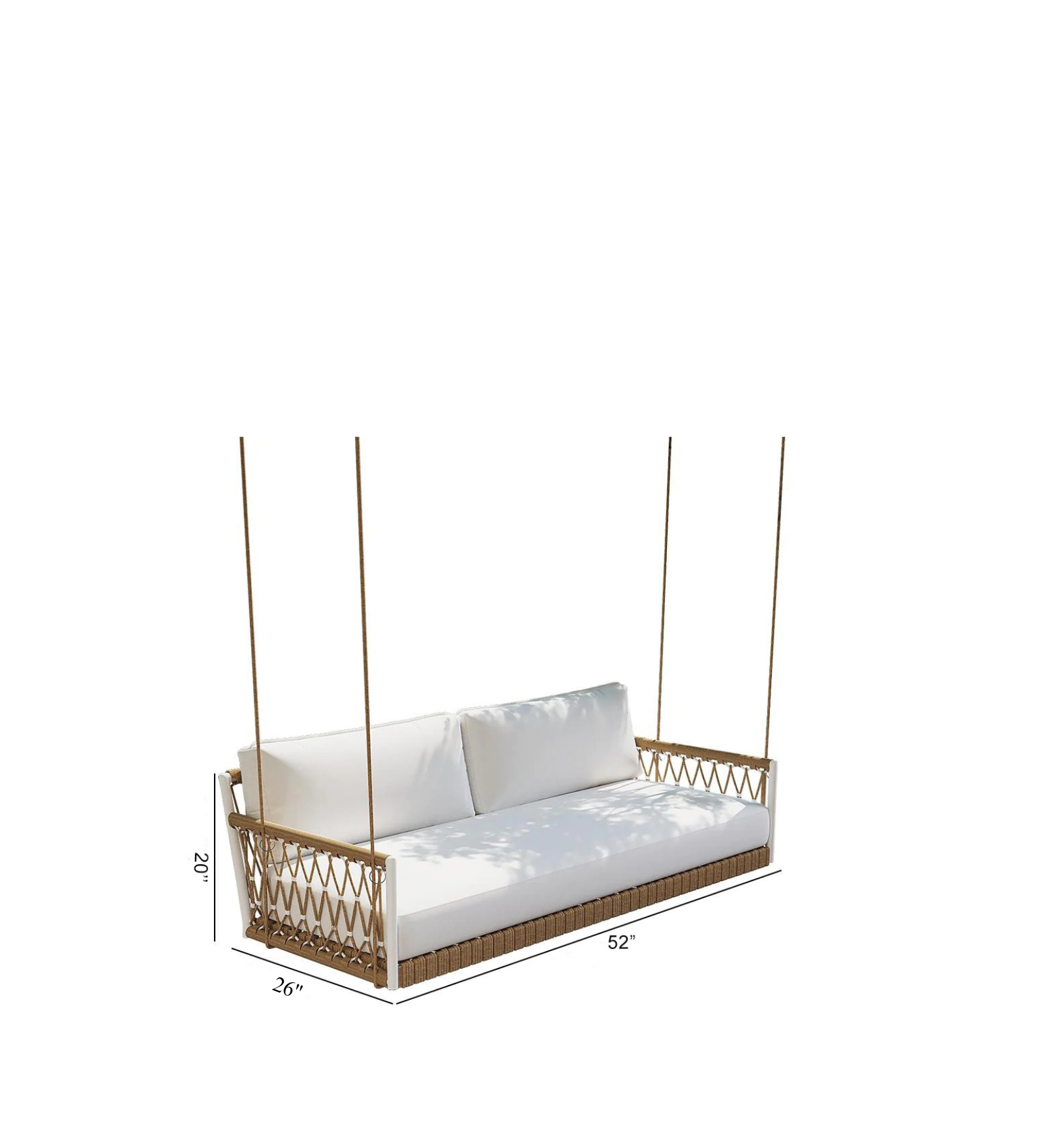 Otio Double Seater Hanging Swing Without Stand For Balcony , Garden Swing (Tan + White) Braided & Rope