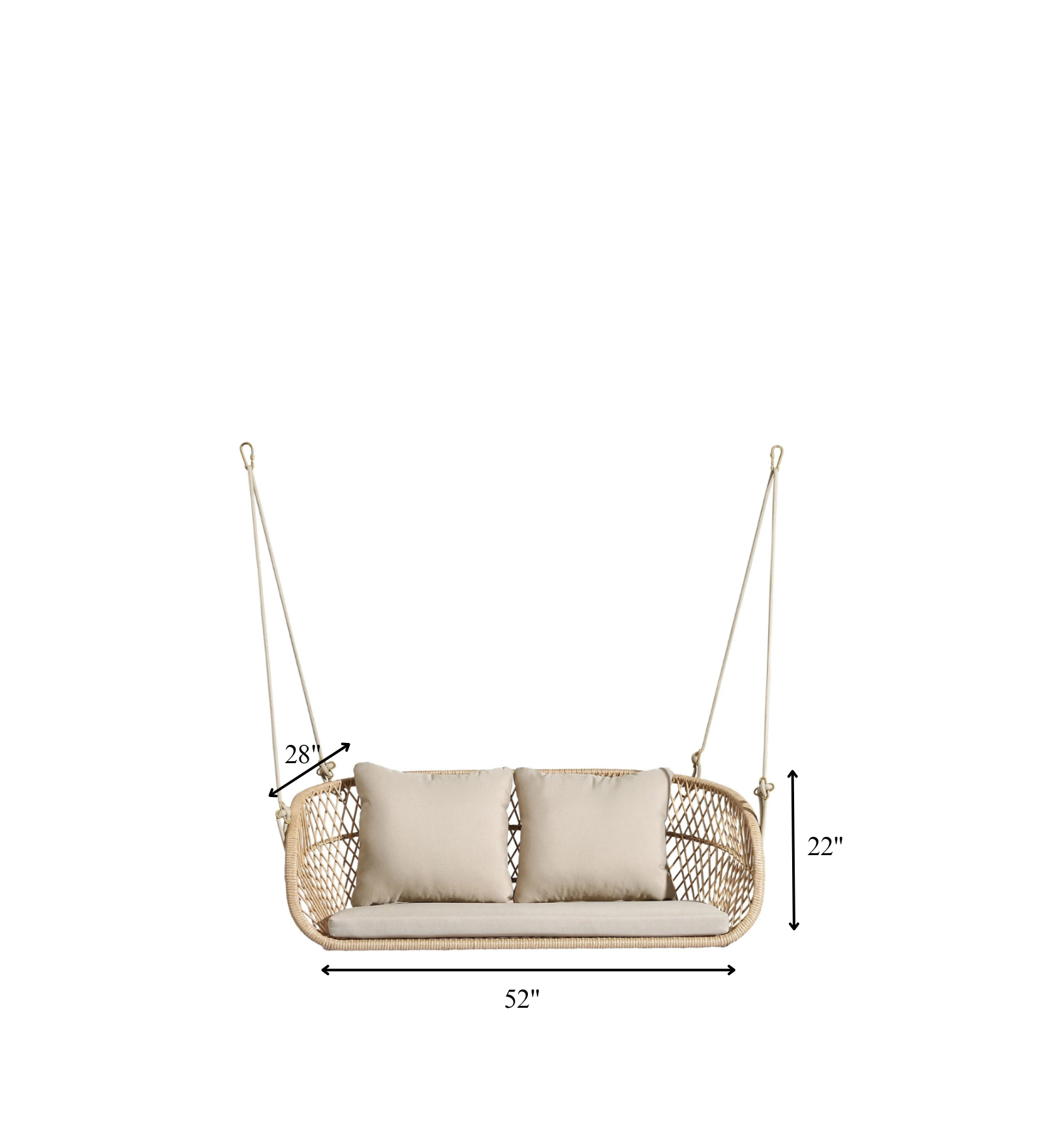 Lieu Double Seater Hanging Swing Without Stand For Balcony , Garden Swing (Honey)