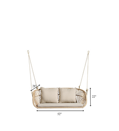 Lieu Double Seater Hanging Swing Without Stand For Balcony , Garden Swing (Honey)