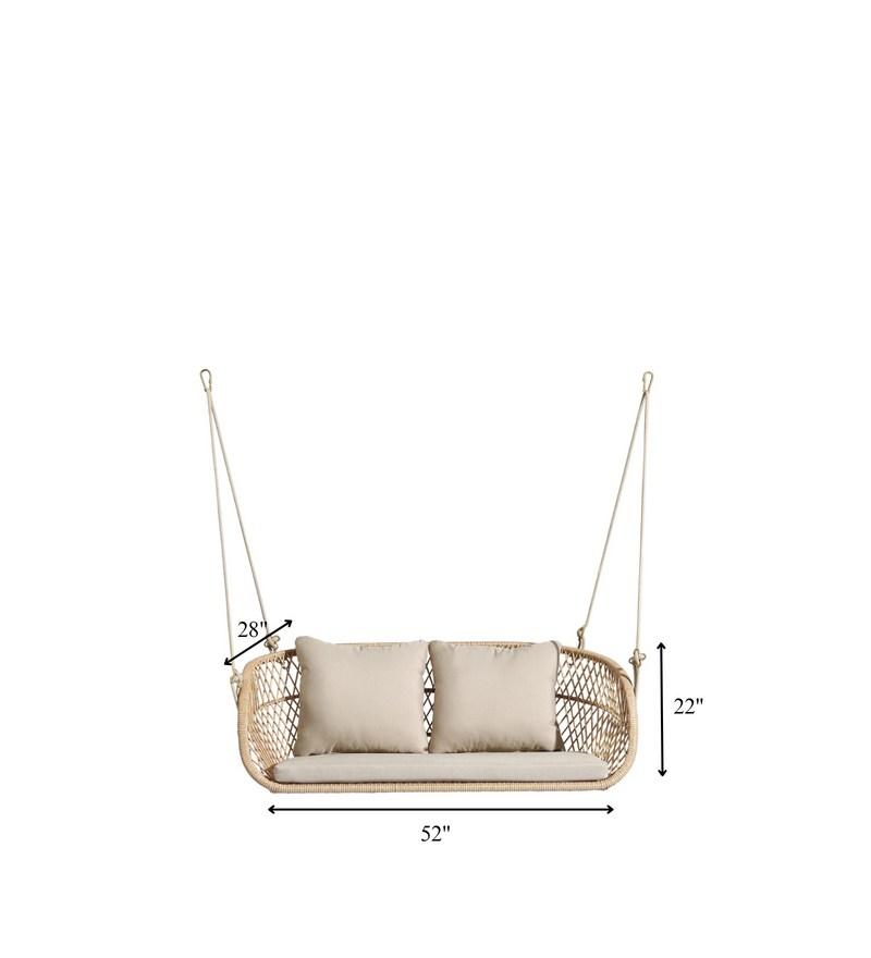 Lieu Double Seater Hanging Swing Without Stand For Balcony , Garden Swing (Honey)