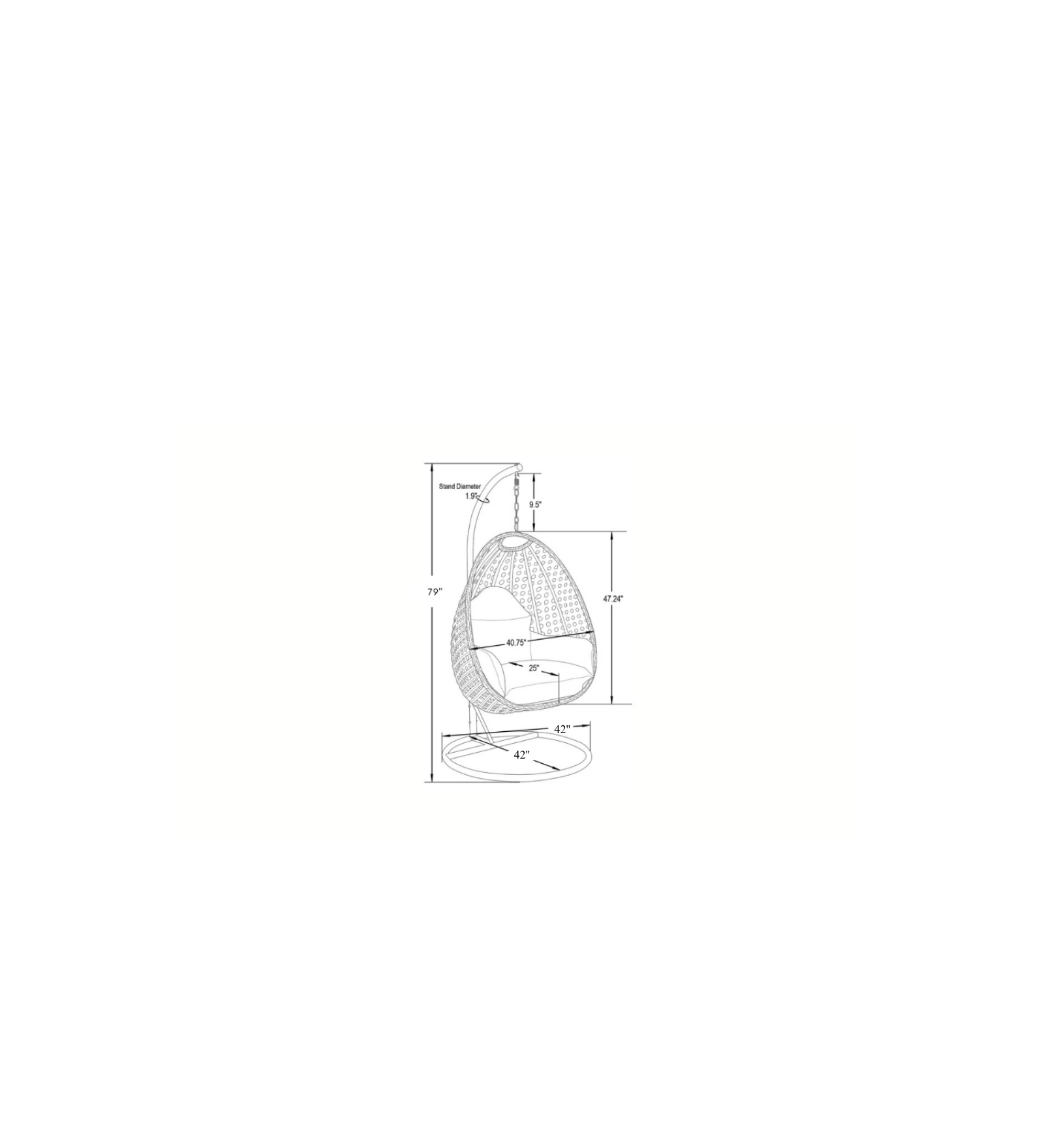 Pico Single Seater Hanging Swing With Stand For Balcony , Garden (White)