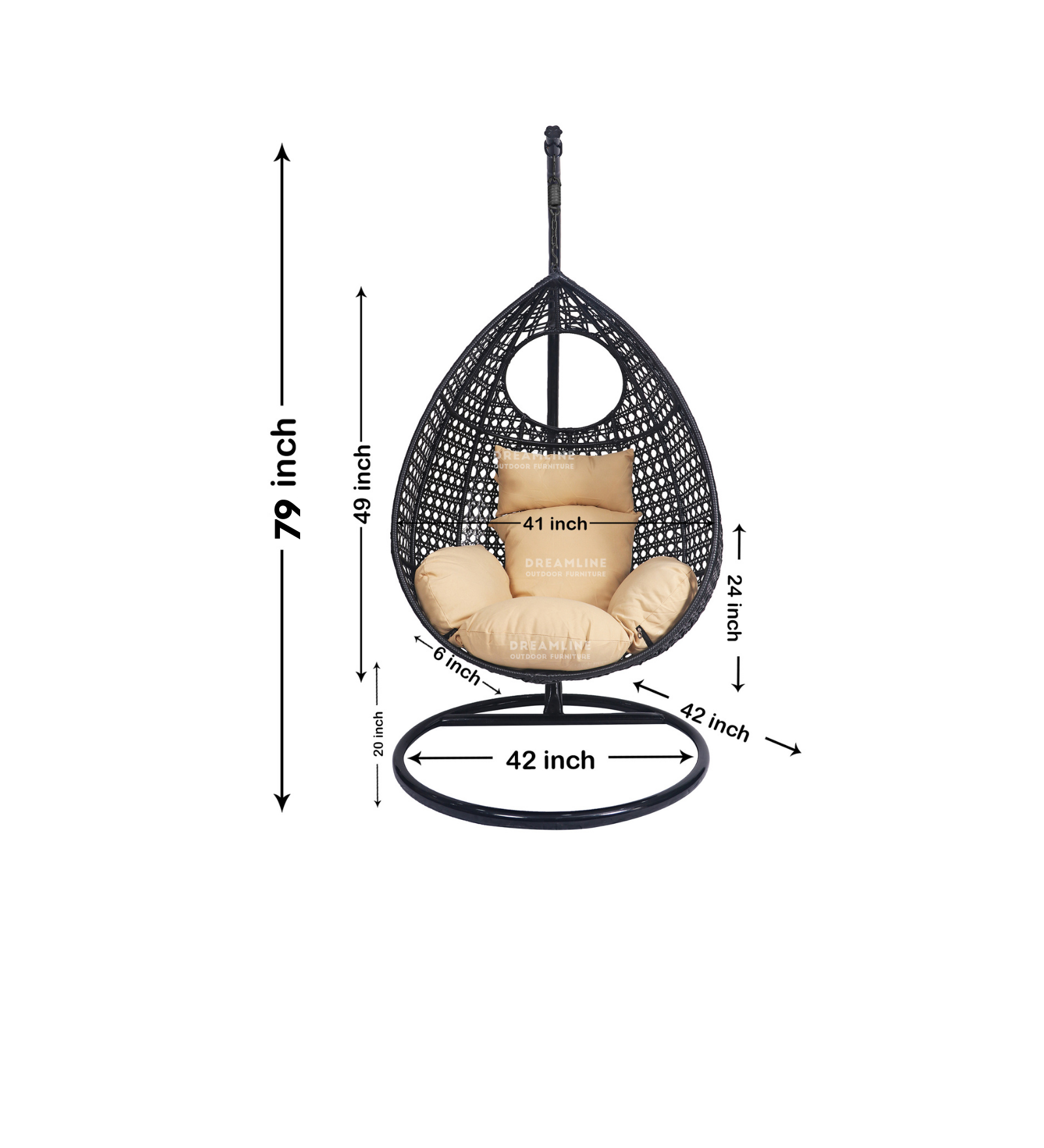 Craig Single Seater Hanging Swing With Stand For Balcony , Garden Swing (Dark Brown)