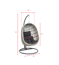 Rodolfo Single Seater Hanging Swing With Stand For Balcony , Garden Swing (Grey)