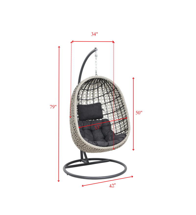 Rodolfo Single Seater Hanging Swing With Stand For Balcony , Garden Swing (Grey)