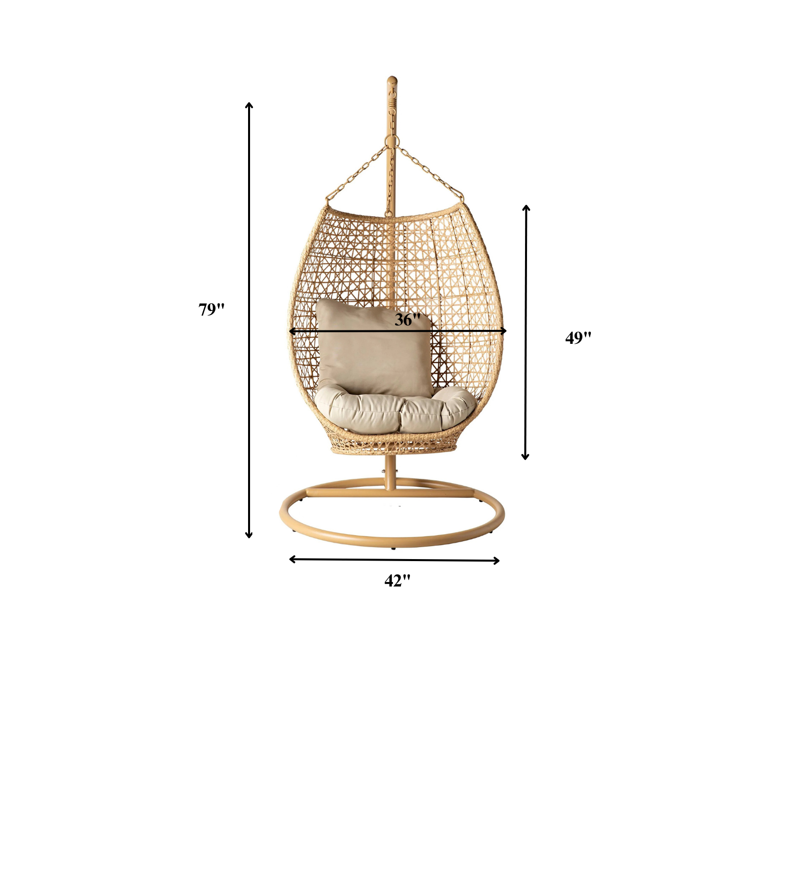 Rosie Single Seater Hanging Swing With Stand For Balcony , Garden (Honey)