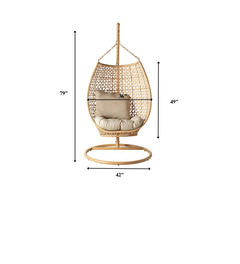 Rosie Single Seater Hanging Swing With Stand For Balcony , Garden (Honey)