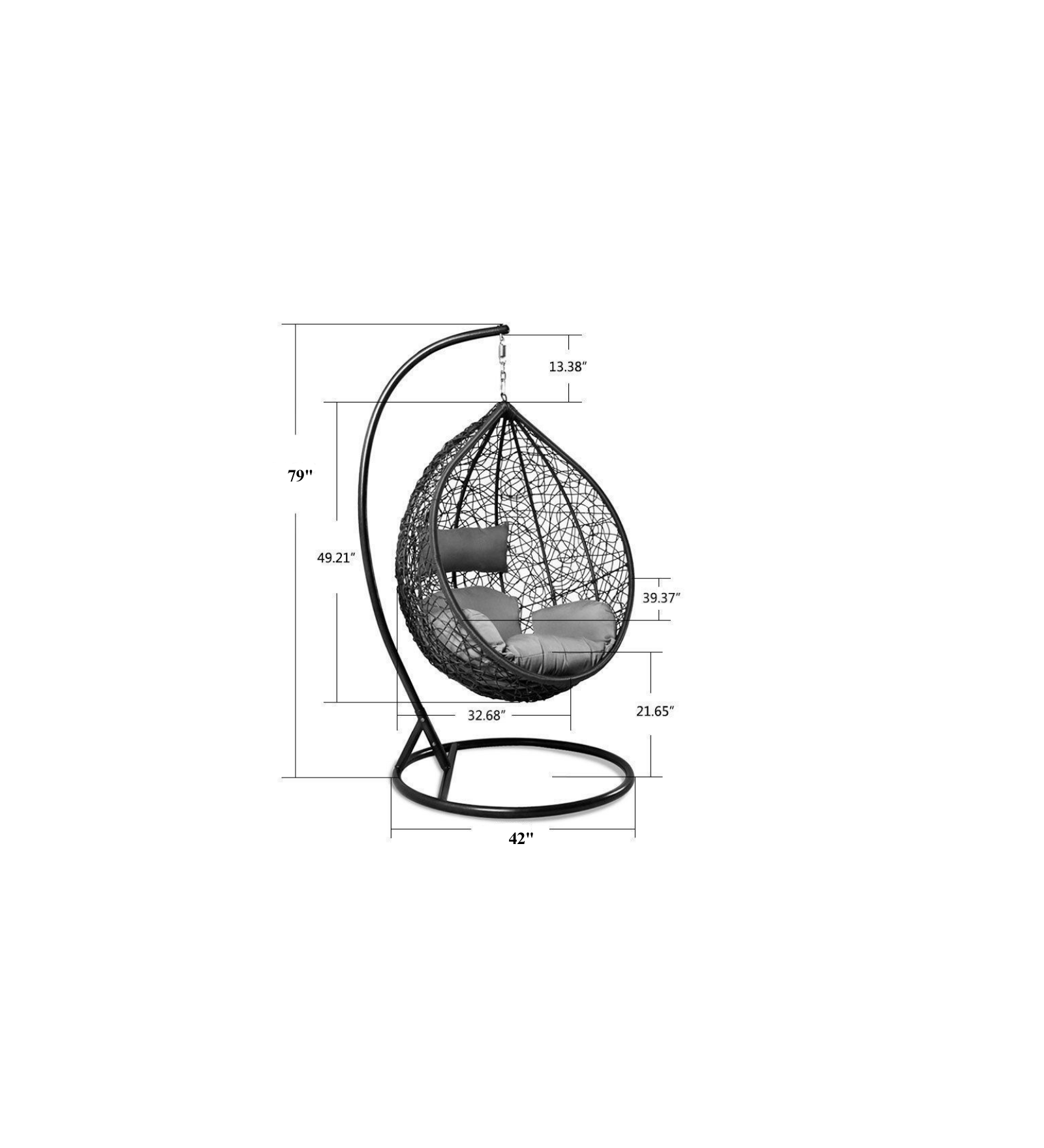 Conti Single Seater Hanging Swing With Stand For Balcony , Garden Swing (Silver)