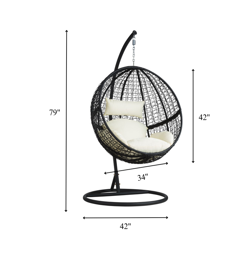 Tocci Single Seater Hanging Swing With Stand For Balcony , Garden Swing (Black)