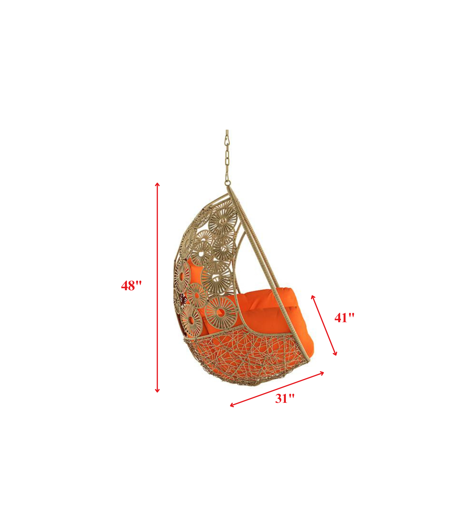 Luoni Single Seater Hanging Swing Without Stand For Balcony , Garden Swing (Honey)
