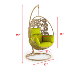 Noemi Single Seater Hanging Swing With Stand For Balcony , Garden Swing (Honey)