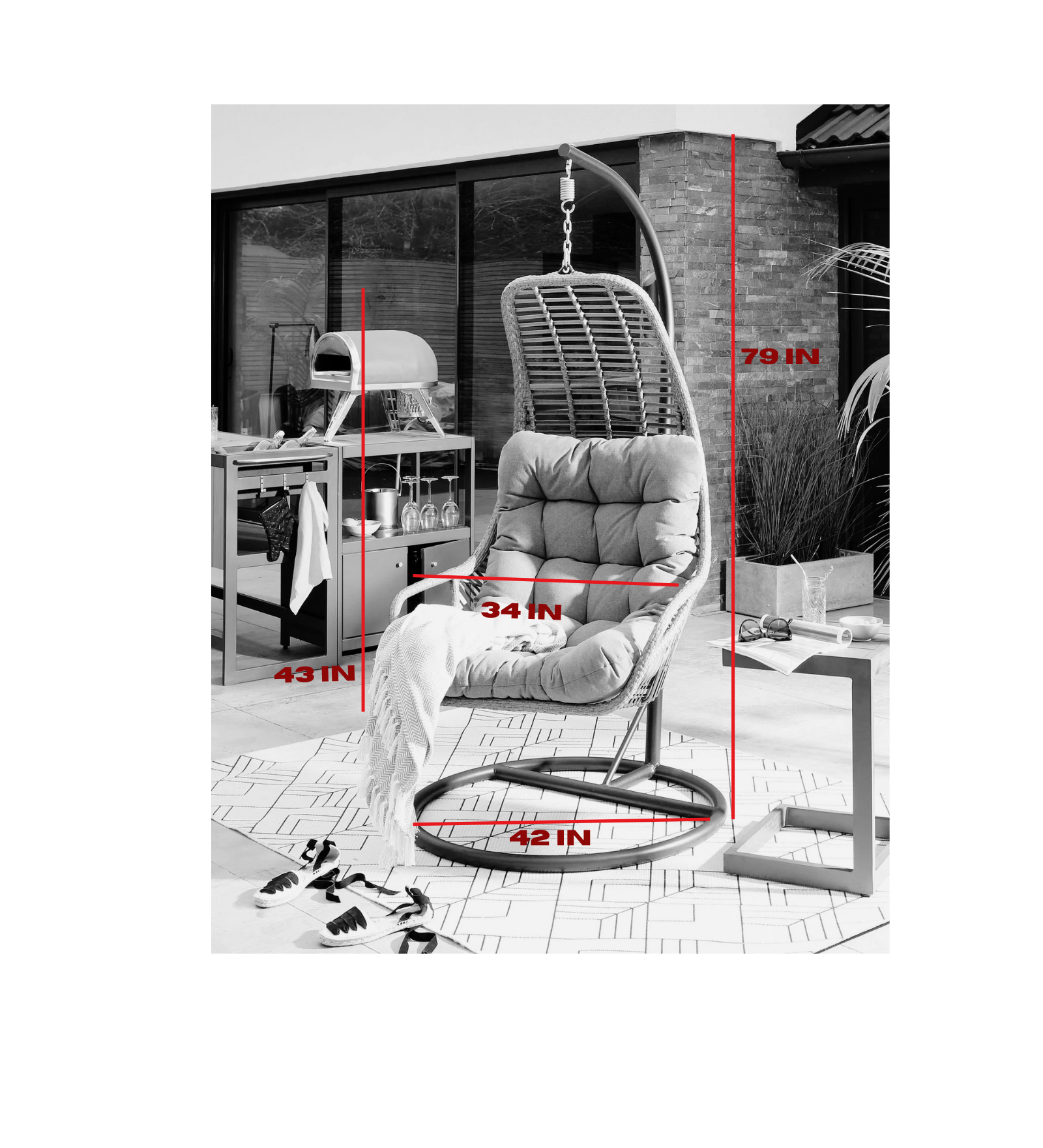 Edmondo Single Seater Hanging Swing With Stand For Balcony , Garden Swing (Grey)