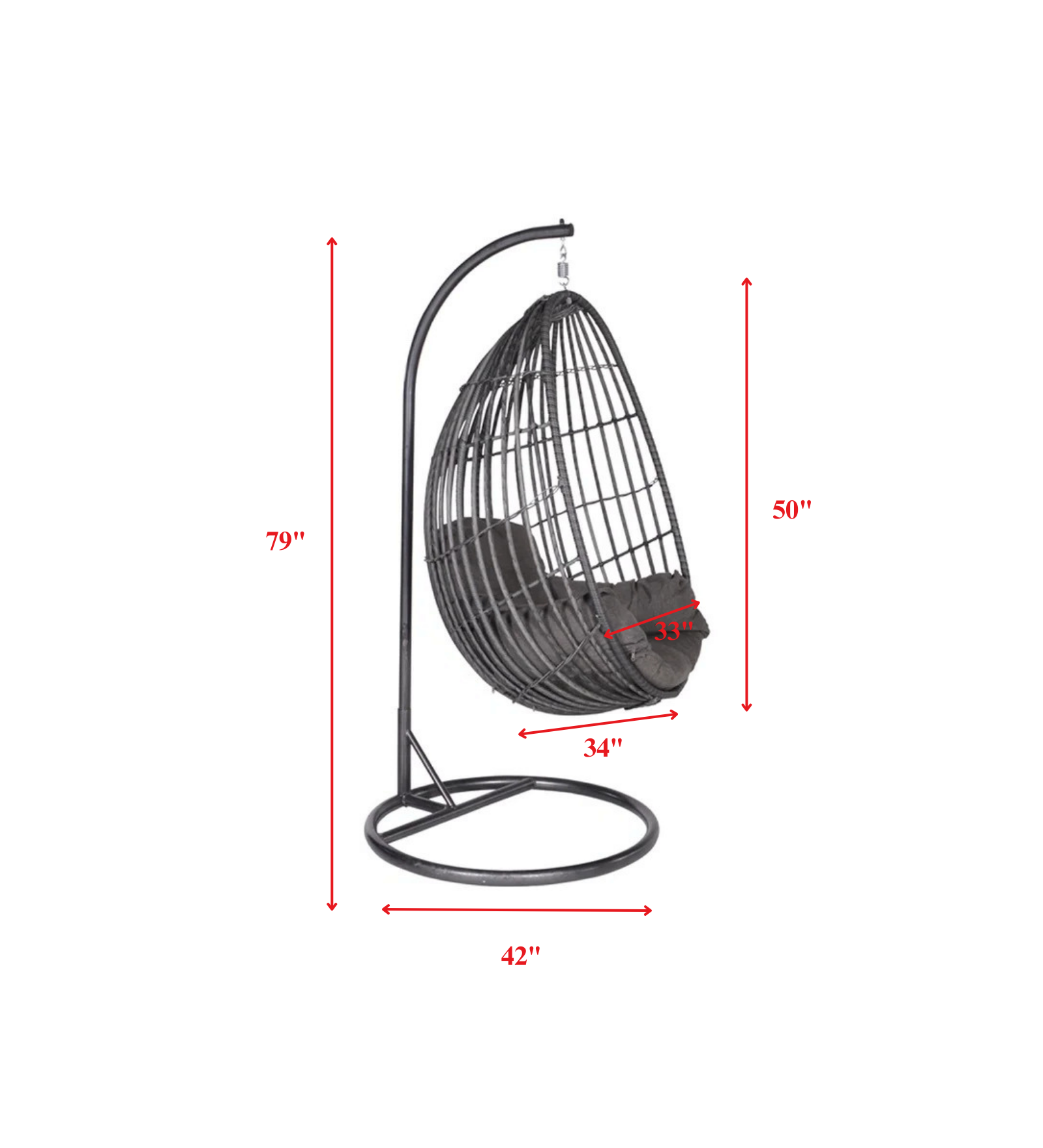 Verratti Single Seater Hanging Swing With Stand For Balcony , Garden Swing (Black)