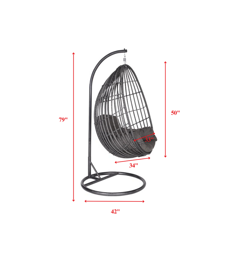 Verratti Single Seater Hanging Swing With Stand For Balcony , Garden Swing (Black)
